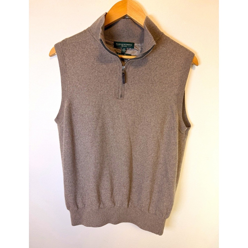 Fairway & Greene Italian Merino Wool 1/4 Zip Wind Vest Mens M Gray Golf